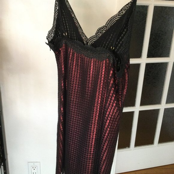 House Of Holland Chainmail Print Metallic Slip Dress with lace (Rust Color) - Picture 3 of 7